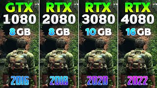 GTX 1080 vs RTX 2080 vs RTX 3080 vs RTX 4080  Test in 8 Games [upl. by Edmea]