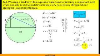Oblicz przekątną i wysokość trapezu  Zadanie  Matfiz24pl [upl. by Yeknarf92]