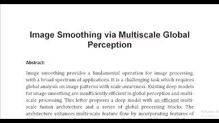 Image Smoothing via Multiscale Global Perception [upl. by Akeimahs]