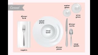 Table Settings Basic Casual and Formal Table Settings [upl. by Anawqahs]