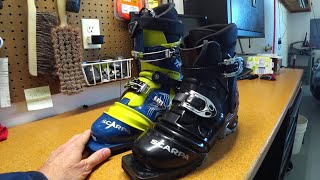 Scarpa T2 vs Scarpa T4 Telemark Boot Weighin and Voile Switchback X2 Binding Adjustment [upl. by Guendolen]