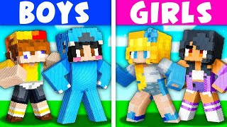 BOY vs GIRL House Statue Battle In Minecraft [upl. by Cence]