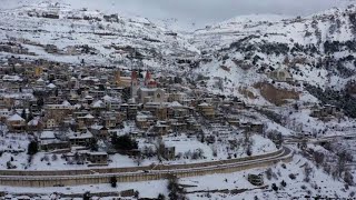 Lebanese mountains blanketed in snow [upl. by Eiramanit325]