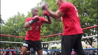 GREAT TECHNIQUE  KID GALAHAD HITS THE PADS W TRAINER DOMINIC INGLE  PUBLIC WORKOUT [upl. by Negam]