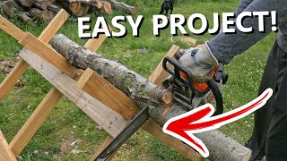 DIY Folding Sawbuck for Cutting Firewood Faster  Cut Logs Off the Ground [upl. by Jerol674]