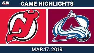 NHL Highlights  Devils vs Avalanche – Mar 17 2019 [upl. by Ayyn]