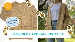 Simple Crochet Cardigan Tutorial  SUPER BEGINNER  LoveCrafts [upl. by Aelhsa]