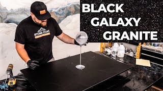 The EASIEST Countertop Design to Make  Black Galaxy Granite [upl. by Rimidalg]