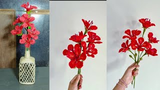 Beautiful Delonix regia Red Flower and Vase By Pipe Cleaners Tutorial Part1 pipecleaners [upl. by Enaile]