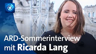 GrünenVorsitzende Ricarda Lang im ARDSommerinterview [upl. by Althee]