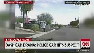 Dash cam drama Police car hits suspect [upl. by Livvyy]