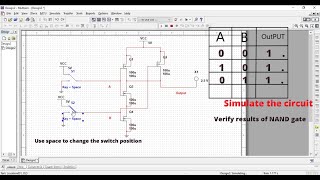 NAND gate Using CMOS  MULTISIM  Simulate Electronics [upl. by Culver]