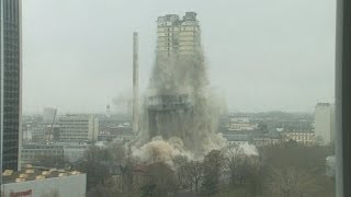 Recordbreaking controlled explosion Towerblock is detonated in Germany [upl. by Dalli]