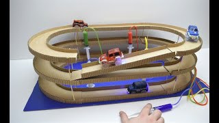 How to Make Amazing Hydraulic Powered Magic track with magic cars from Cardboard [upl. by Atte]