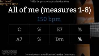 All of Me 150 bpm  mesures 1 à 8  Gypsy jazz Backing track  Jazz manouche [upl. by Annayad493]