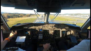 4K JUMPSEAT  Beautiful VISUAL APPROACH into BERGEN BGO  Dash 8 Q400 Cockpit Landing [upl. by Jocko]