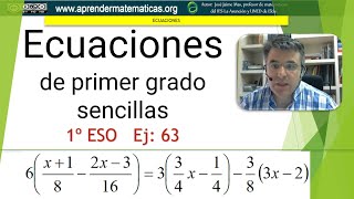 1eso 09 ecuaciones 014 primer grado paréntesis denominadores José Jaime Mas [upl. by Chiou]