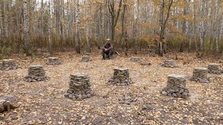 stone foundation for my traditional log cabin by hand [upl. by Marucci]