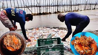 CAMARÃO E SIRI FRITO NA BEIRA MAR PESCA E PREPARO [upl. by Nyrek]