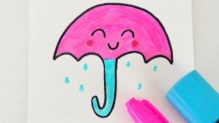 KAWAII REGENSCHIRM DIY zeichnen  süßer Schirm für nass kalte Tage  Geburtstage und Einladungen [upl. by Assirral]