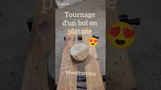 Tournage dun bol en platane partie 1 woodworking woodturning bois wood [upl. by Larret]