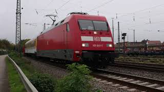 DB Systemtechnik Zug mit BR 101 0917 mit IC Steuerwagen im Güterbereich Heilbronn frankenbahn [upl. by Buine]