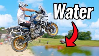 Street Bike Jump into Pond [upl. by Notled470]