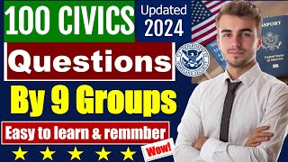 100 Civics Questions 2024 by 9 GROUPS for the US Citizenship Interview Easy to learn and 2X [upl. by Alverson696]