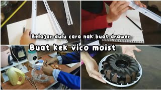 Vlog  belajar dulu cara buat drawer  buat kek vico moist [upl. by Aisined298]