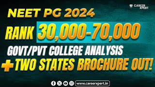 NEET PG 2024  RANK 30000 TO 70000 chances in govt pvt college branchTwo states broucher declared [upl. by Dhar]