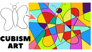 Learn CUBISM art easy step by step tutorial  Cubism butterfly art drawing lesson in Procreate [upl. by Enitsirhc720]