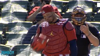 Yadier Molina tells runner to steal then throws him out a breakdown [upl. by Rolland904]