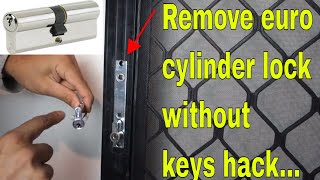 How to remove euro cylinder lock without key  replace screen door lock [upl. by Arahas]