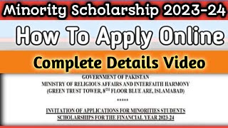 Minority Scholarship 202324  How To Apply Online Minority Scholarship 2023  Complete Video [upl. by Jarin]