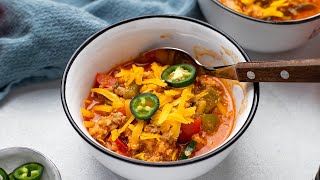 LowCarb Turkey Jalapeno Chili Easy Keto Recipe [upl. by Norrek]