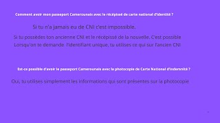 comment avoir le passeport Camerounais avec le récépissé de la carte nationale didentité New 2024 [upl. by Felix]