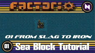 Factorio  Sea Block Tutorial  01 From Slag to Iron [upl. by Doowrehs]