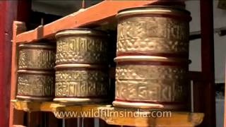 Buddhist prayer wheels spinning in Leh Ladakh [upl. by Karsten]