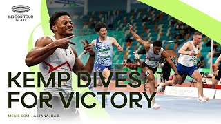 Kemp wins 60m with an incredible dip on the line 👀  World Indoor Tour 2024 [upl. by Aihtela]