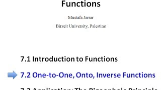 Jarrar OnetoOne Onto Inverse Functions [upl. by Meghan765]