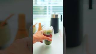 Here’s how to make a strawberry matcha latte with the Alessi Plissé milk frother alessi matcha [upl. by Edholm]