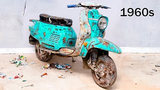 Fast Restoration 1960s Piaggo Vespa Scooter  Little Abandoned Motorcycle  Full Restoration [upl. by Evets]