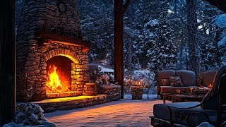 🌲❄️ Winter Forest Haven  Crackling Fire Falling Snow amp Peaceful Night Sounds 🔥✨ [upl. by Aihseuqal]