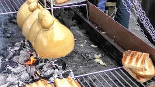 The Hanged Caciocavallo Cheese Seen at Street Food Parade Turin Italy Street Food [upl. by Kegan106]