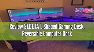 Review SEDETA L Shaped Gaming Desk Reversible Computer Desk Gaming Desk with Power Outlets amp LED [upl. by Watanabe382]