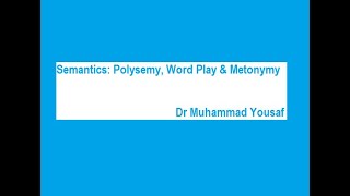 Semantics Polysemy Word Play amp Metonymy [upl. by Yeoj]