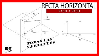 😎🚀 Recta HORIZONTAL en DIÉDRICO 😎 Aprender diedrico paso a paso 😎 sistema diedrico rectas [upl. by Aelhsa]