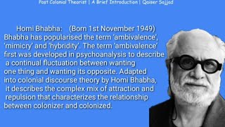 Homi K Bhabha and Post Colonialism [upl. by Shepard]