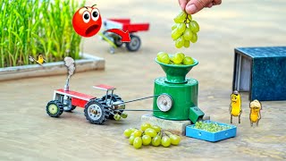 Tractor making grapes grinder A to Z process science projectdiy tractor home made juicer machine [upl. by Kciremed]