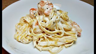 Easy Creamy Pasta Sauce  Creamy Shrimp Fettuccini Pasta Recipe [upl. by Elleirol871]